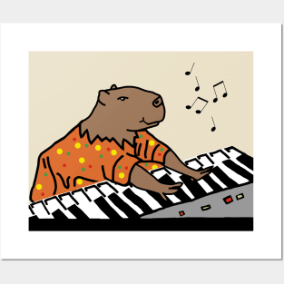 Funny Capybara Plays Piano Posters and Art